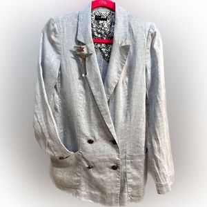 🩵 pre-loved BENETTON Stylish Summer double-button Linen Jacket (S)